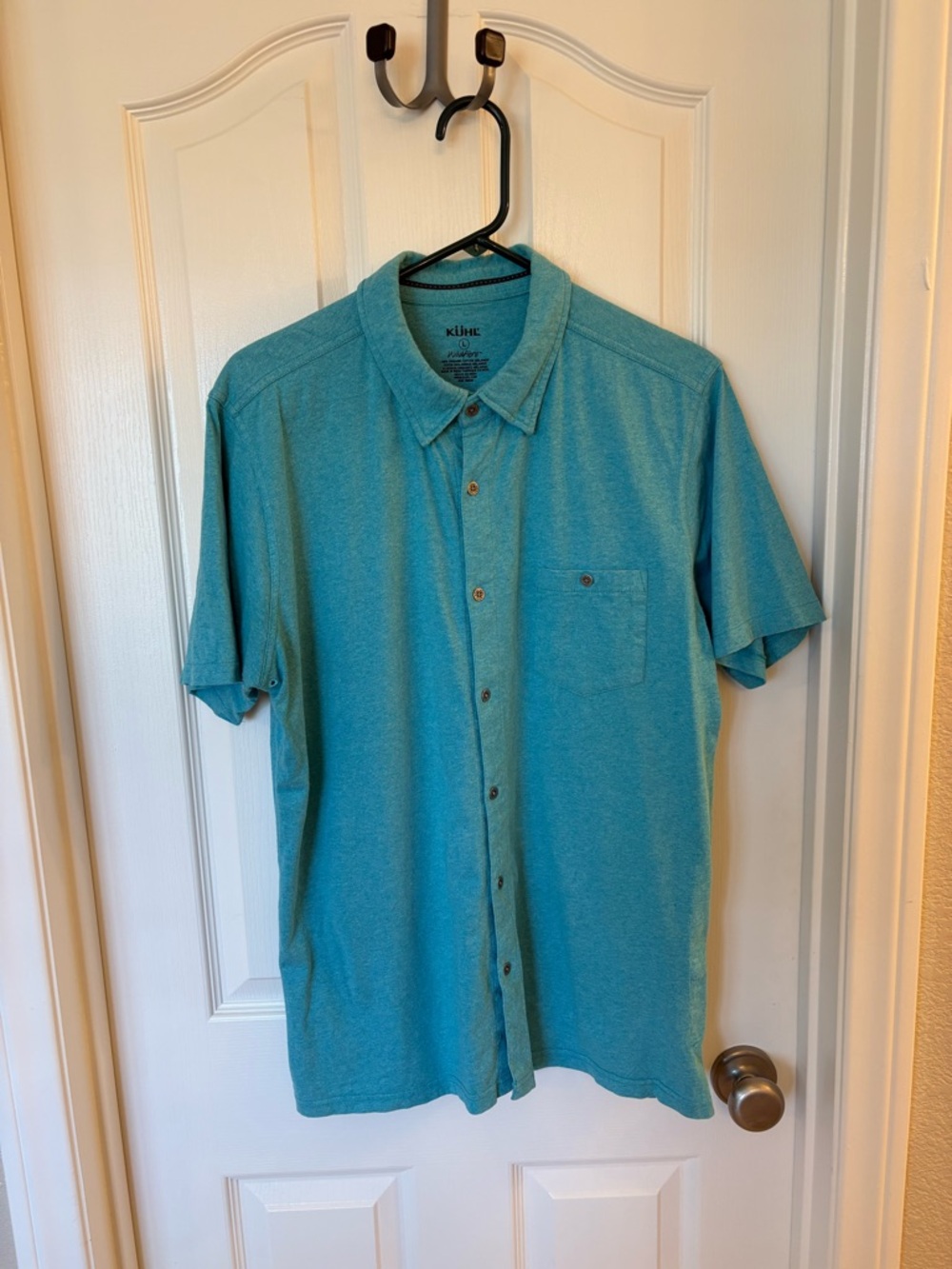 Kuhl Men's Button-Down Shirt in Teal Blue